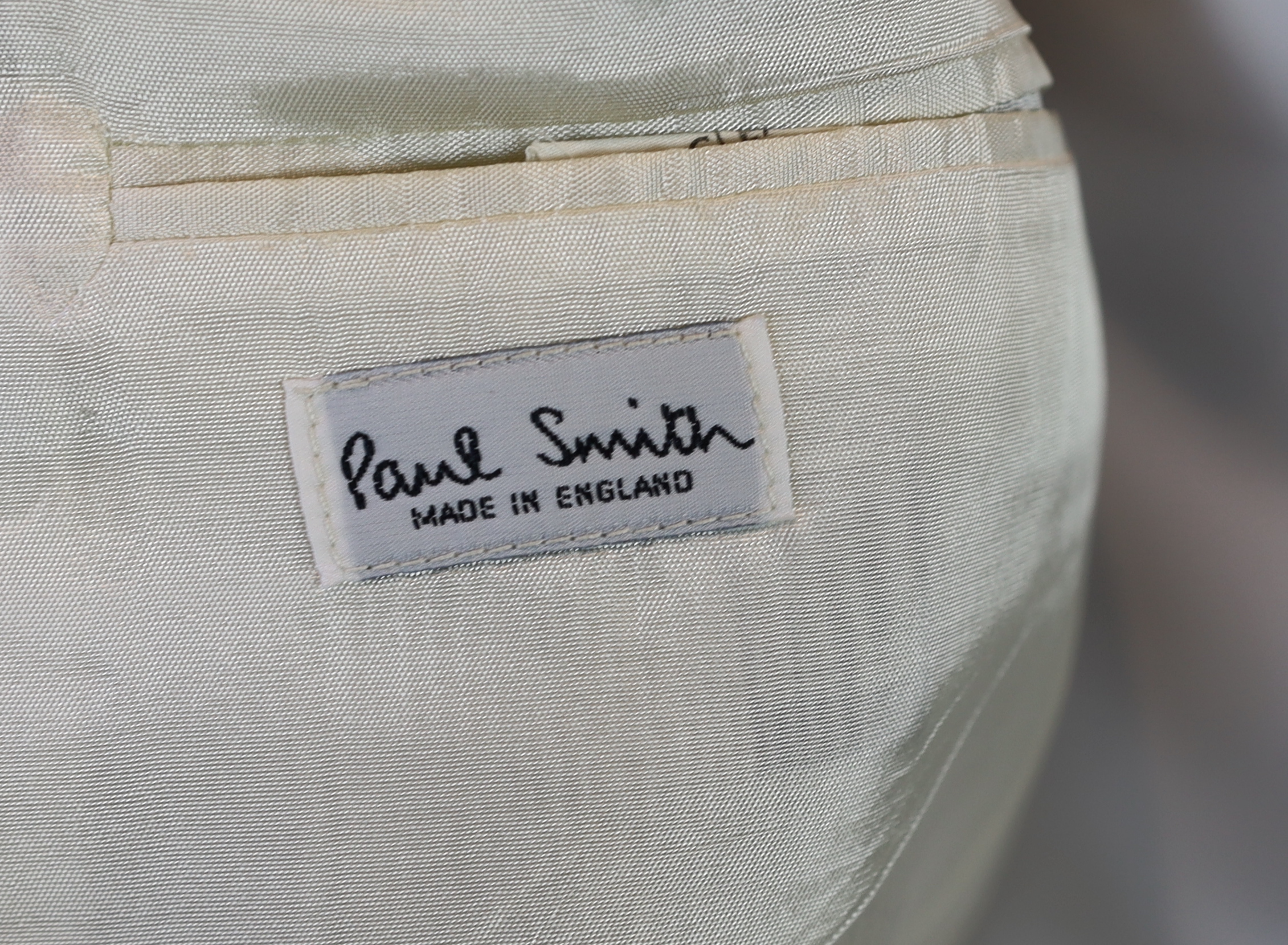 A Paul Smith gentlemen's beige linen single breasted suit, approx size 42